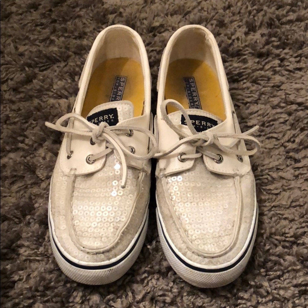 White Sequin Sperrys!
